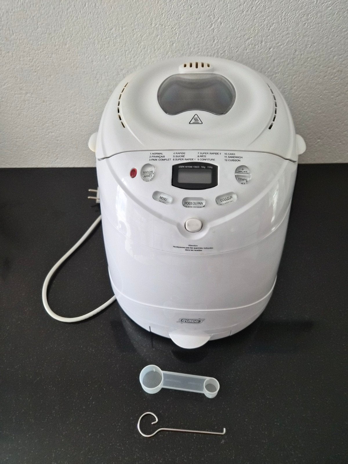 Quigg Broodbakmachine - Wit, Gebruikt, Gebruikt, Kijkvenster, 800 tot 1200 gram deeg, Ophalen