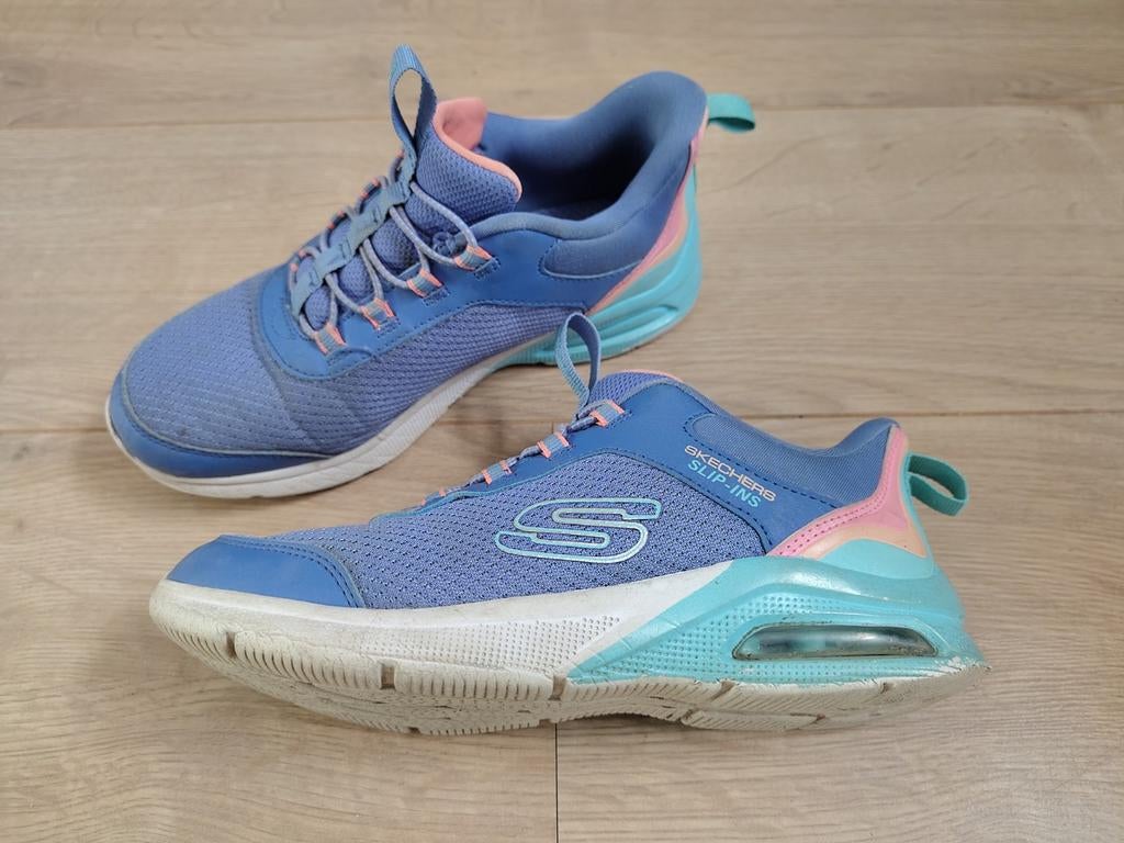 Sketchers slip-ins blauw maat 35, Kinderen en Baby's, Kinderkleding | Schoenen en Sokken, Zo goed als nieuw, Jongen of Meisje