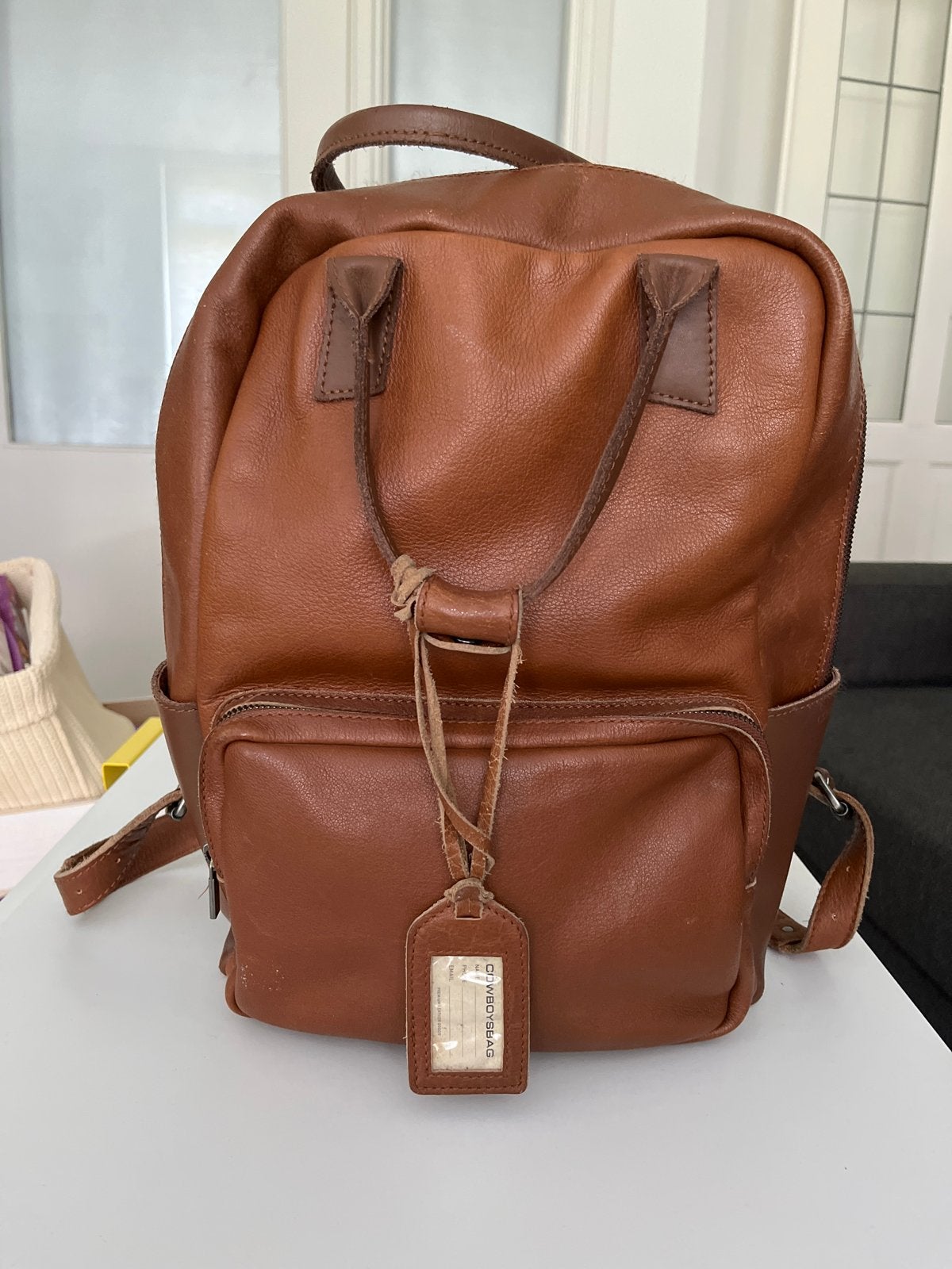 Leren rugzak - Bruin. Cowboysbag, Overige merken, Gebruikt, 25 tot 40 cm, Ophalen of Verzenden