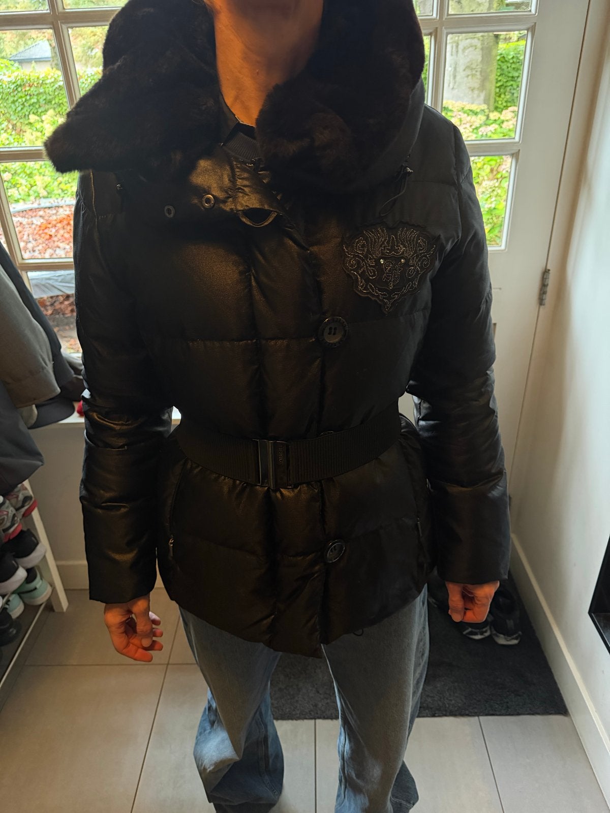 Luxe zwarte Airfield winterjas - Maat 38, Kleding | Dames, Ophalen of Verzenden, Gedragen, Maat 38/40 (M), Zwart