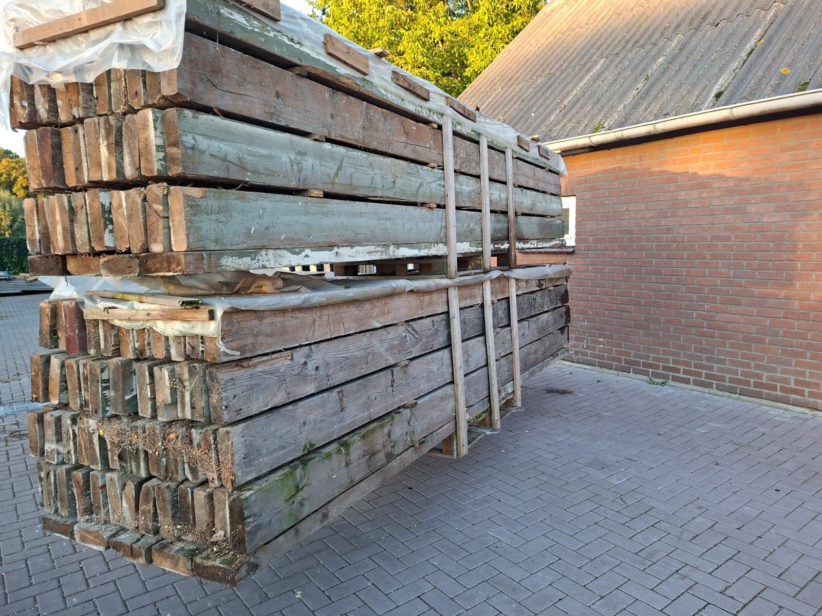 Te koop gording balken. Baddingen. Houten balken, Ophalen of Verzenden, Gebruikt, 250 cm of meer, Balken