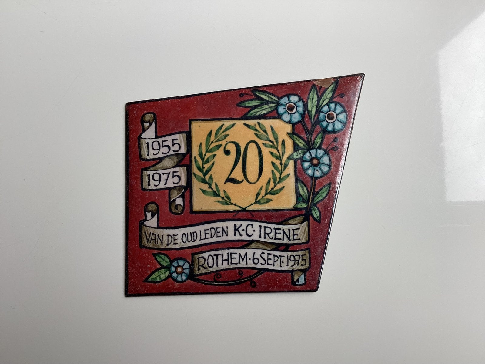 EMAIL Placqette kegelclub IRENE ROTHEM 6-9-1955-1975 €9,95, Seizoenskaart, Eén persoon