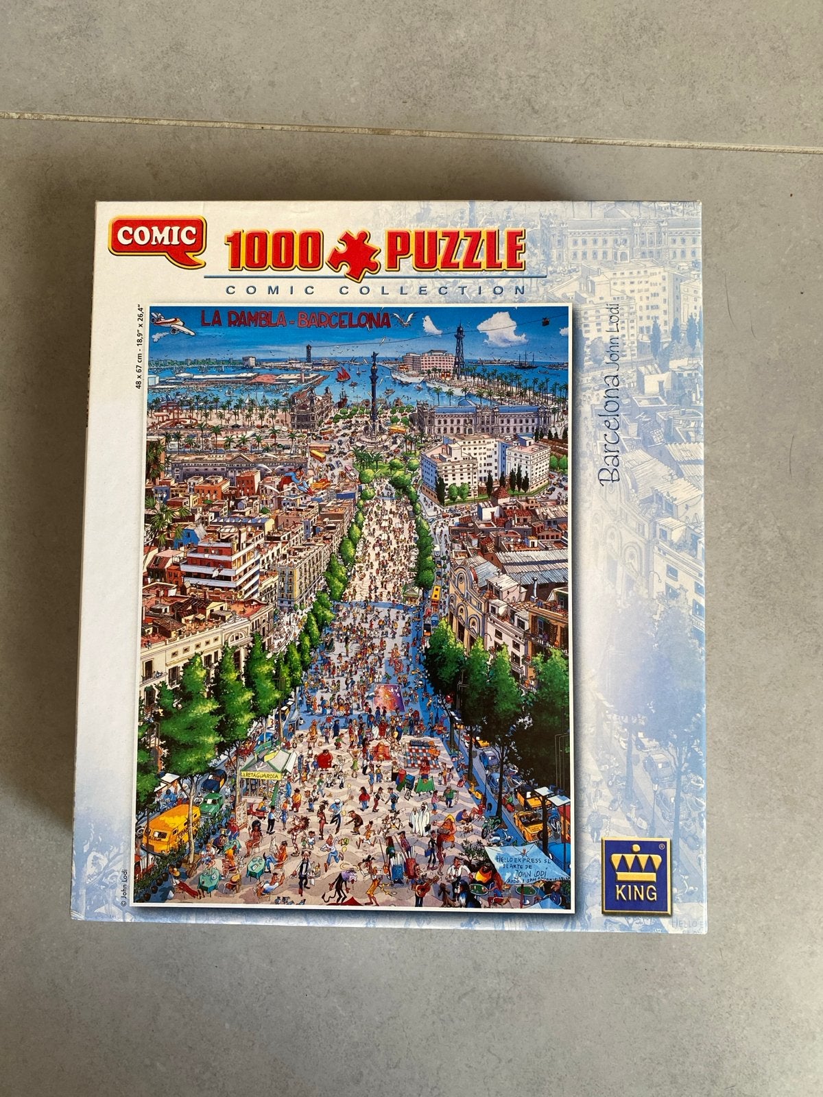 King Comic Collection 1000 stukjes puzzel Barcelona, Ophalen of Verzenden, 500 t/m 1500 stukjes, Gebruikt, Legpuzzel
