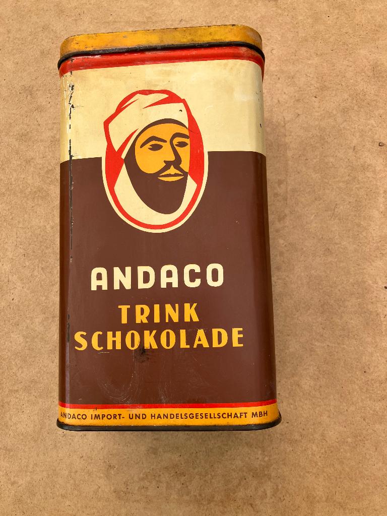 retro oud cacaoblik Andaco, Verzenden, Overige typen