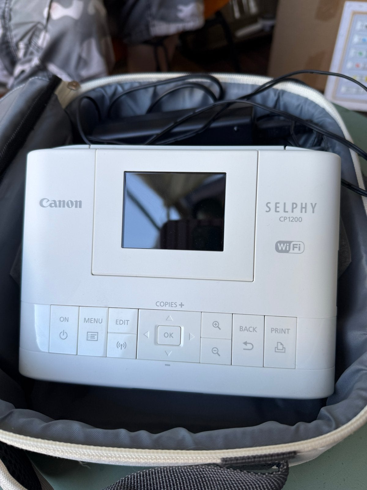 Canon Selphy CP1200 fotoprinter met toebehoren en koffer, Ophalen, Fotoprinter, Kleur printen, Zo goed als nieuw