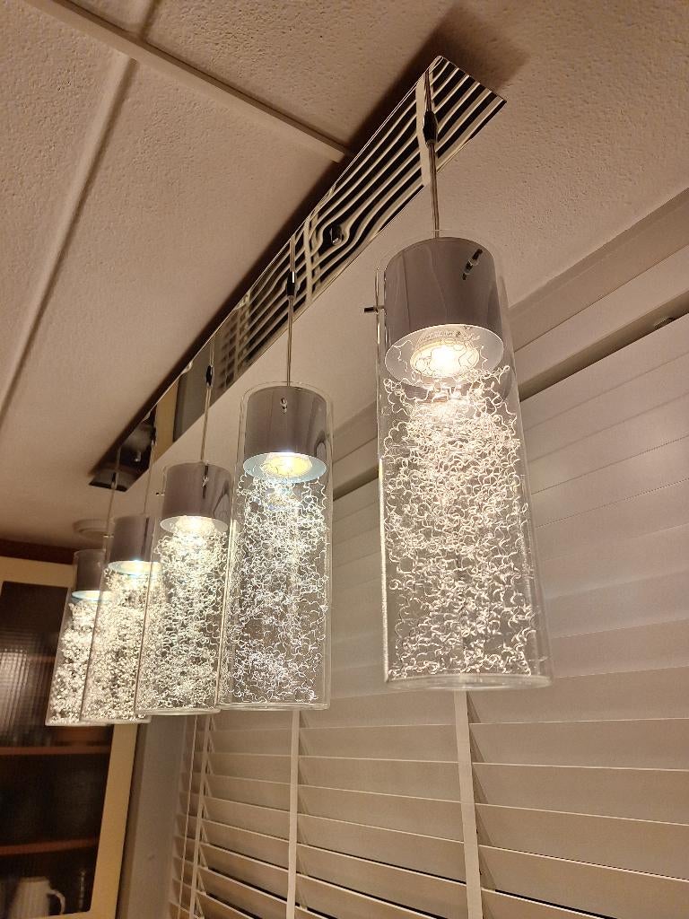 Decoratieve hanglamp, Ophalen, 50 tot 75 cm, Zo goed als nieuw, Glas