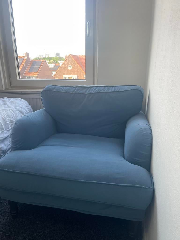IKEA Stocksund Fauteuil - Blauw, Gebruikt, Ophalen of Verzenden, Stof, 75 tot 100 cm
