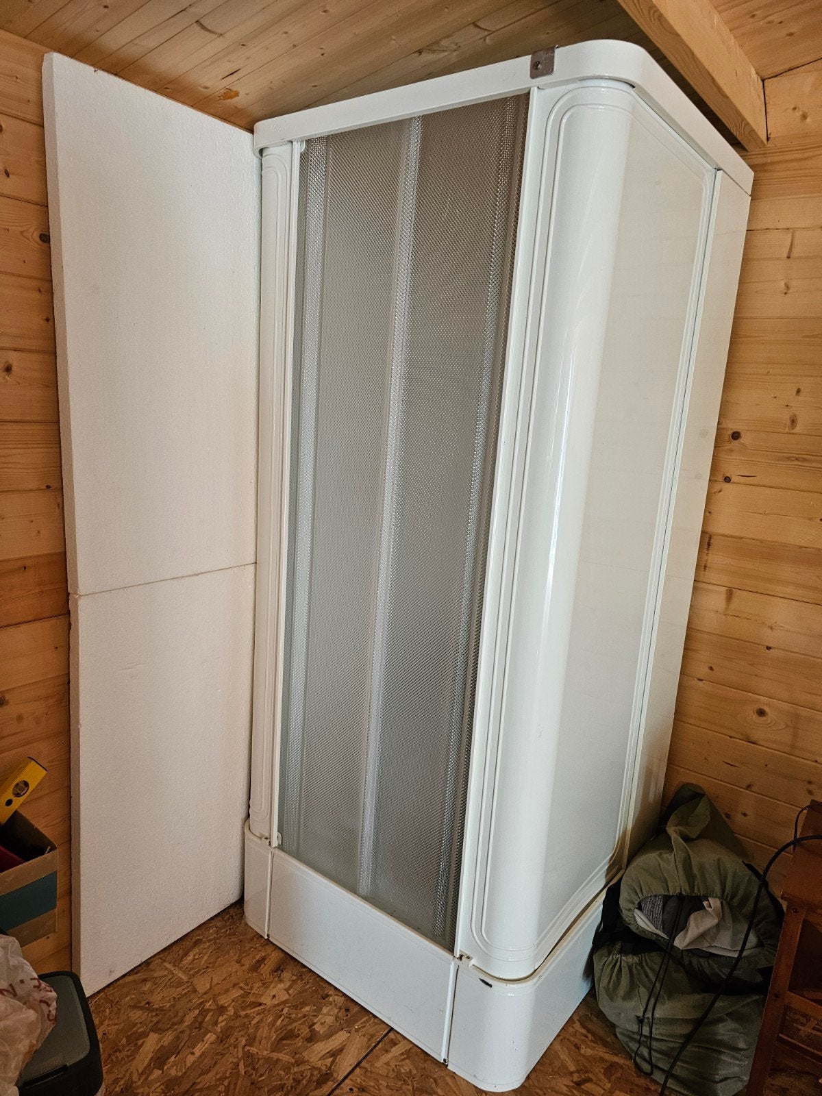 Mobiele douchecabine met 30 liter eldom boiler, Ophalen, Zo goed als nieuw, Overige typen, Minder dan 100 cm