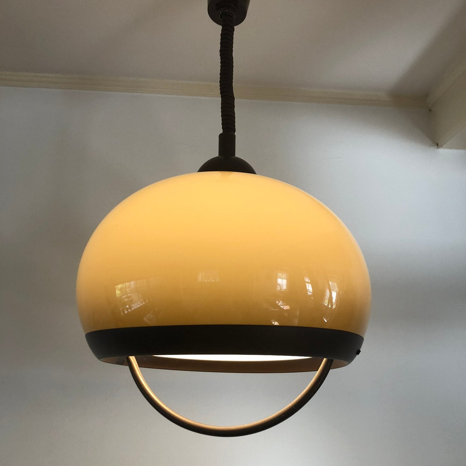 vintage mushroom plafondlamp, Ophalen, Gebruikt, Kunststof, E27 (groot)