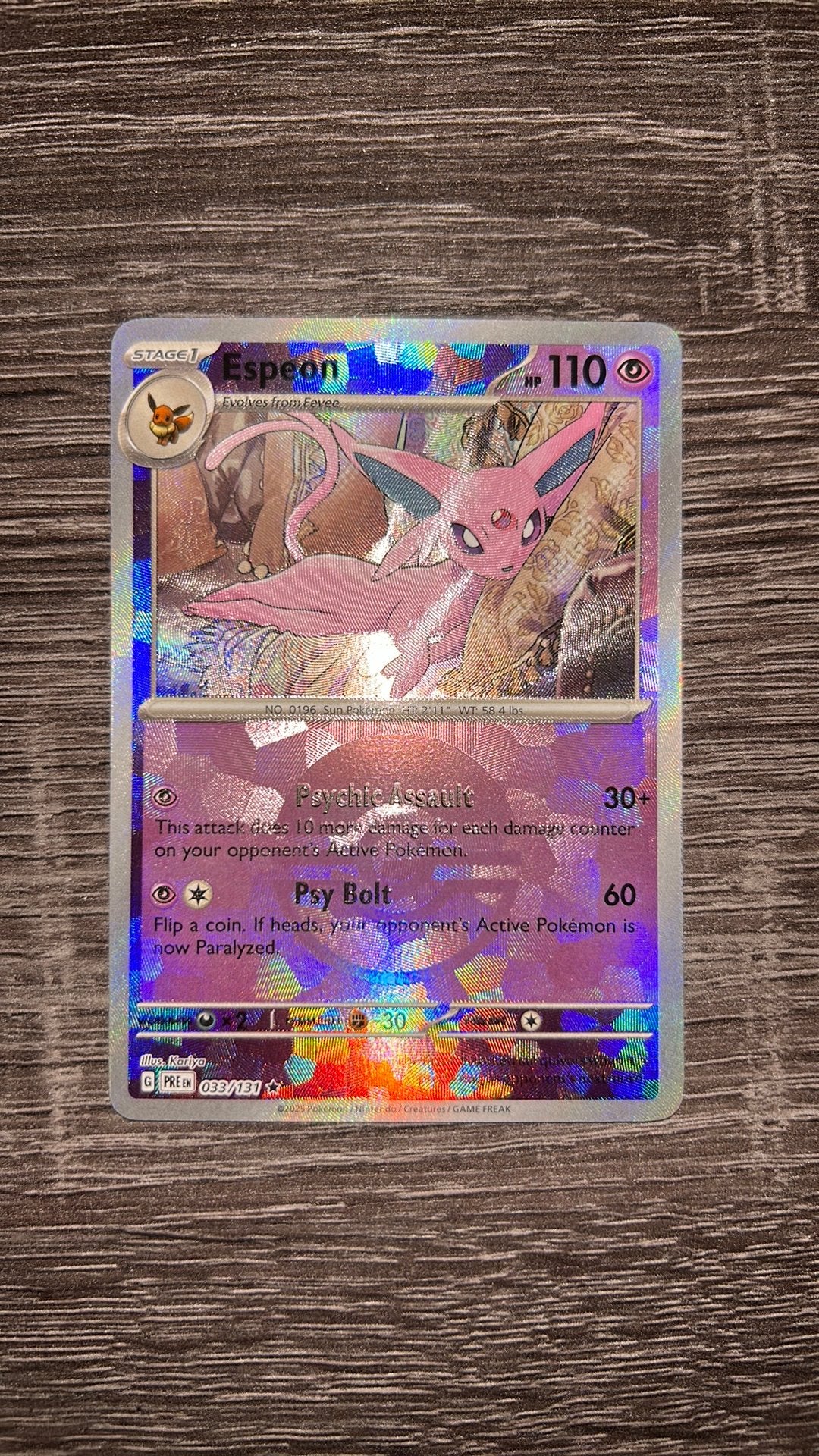Pokeball Espeon 033/131, Ophalen of Verzenden, Nieuw, Losse kaart