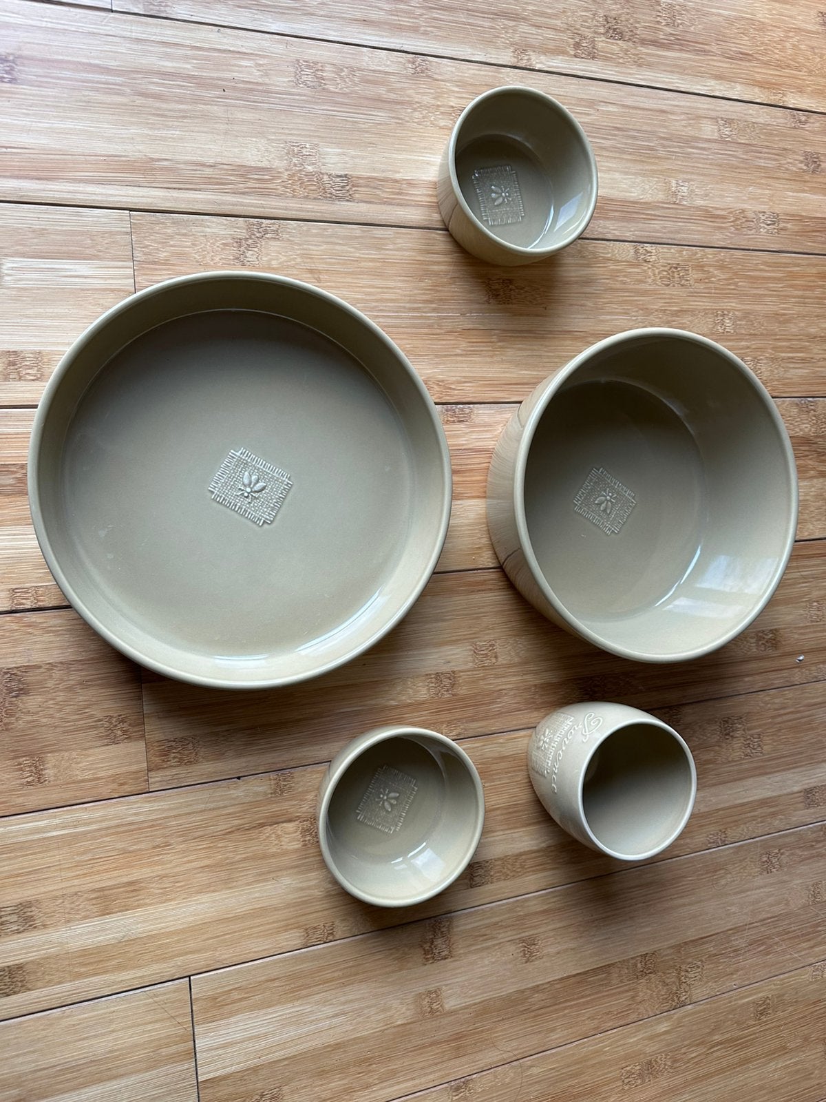 Revol France serie Design R Dho, 5-delig, groen grijs, Ophalen of Verzenden, Overige stijlen, Glas, Schaal of Schalen