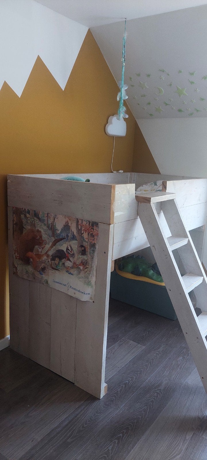 Rustieke peuterhoogslaper van steigerhout te koop, Ophalen, Gebruikt, Hoogslaper