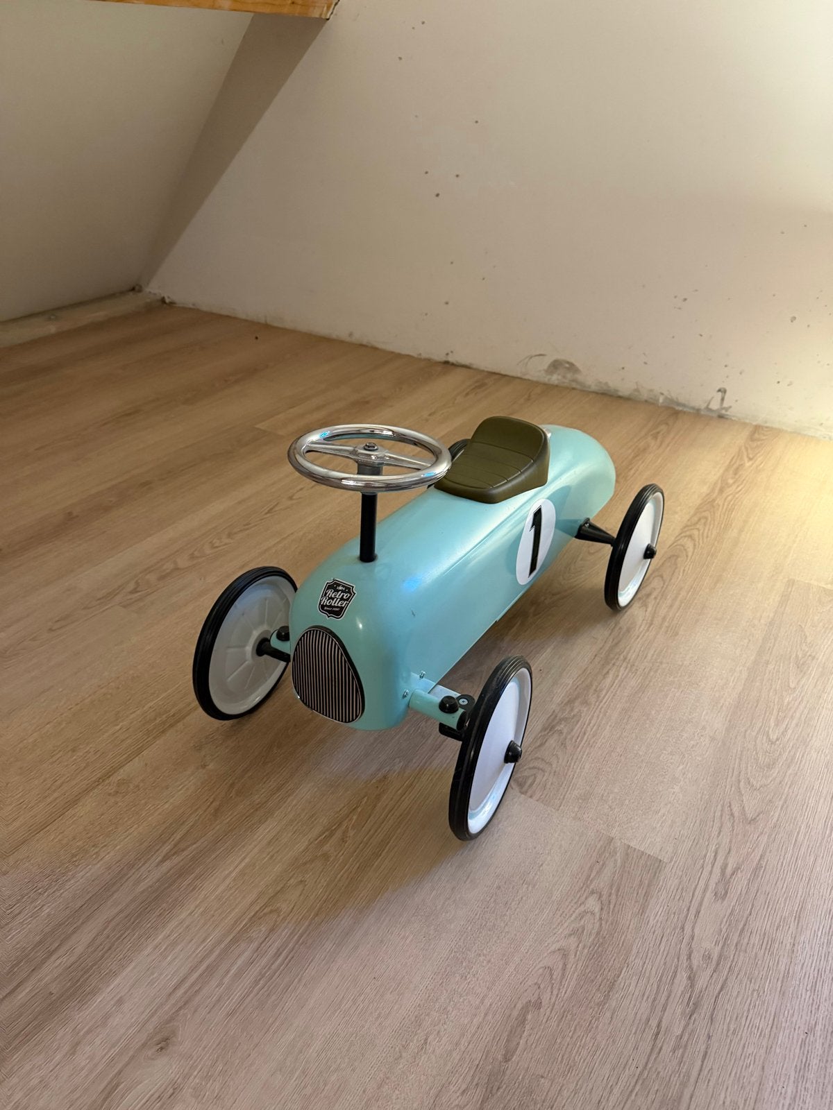 Retro Roller Loopauto - Lichtblauw, Ophalen of Verzenden, Zo goed als nieuw, Loopvoertuig