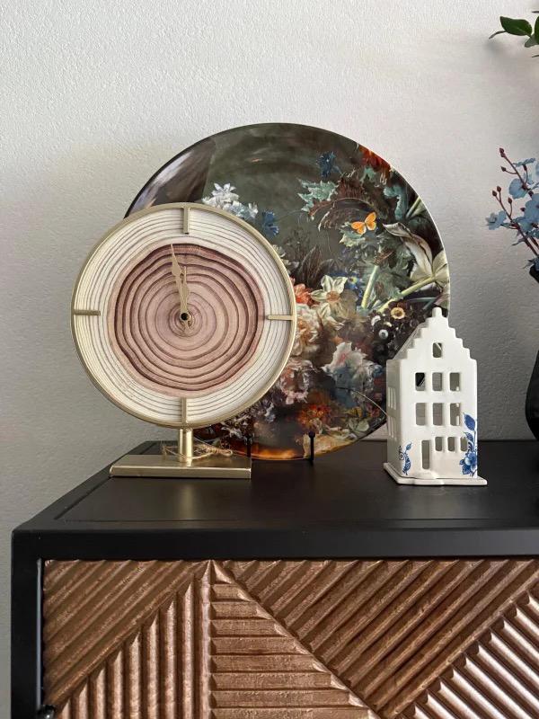 tafel klok goud boomstam, Wandklok, -, -, Nieuw