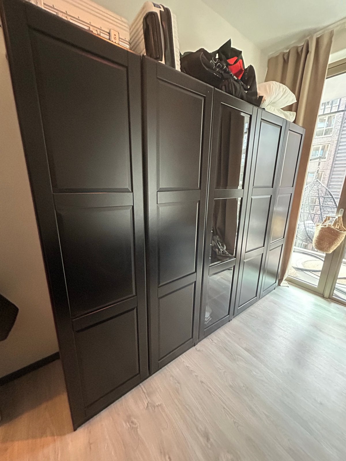 Ikea pax kast TYSSEDAL zwart, Ophalen, Gebruikt, 200 cm of meer, 150 tot 200 cm