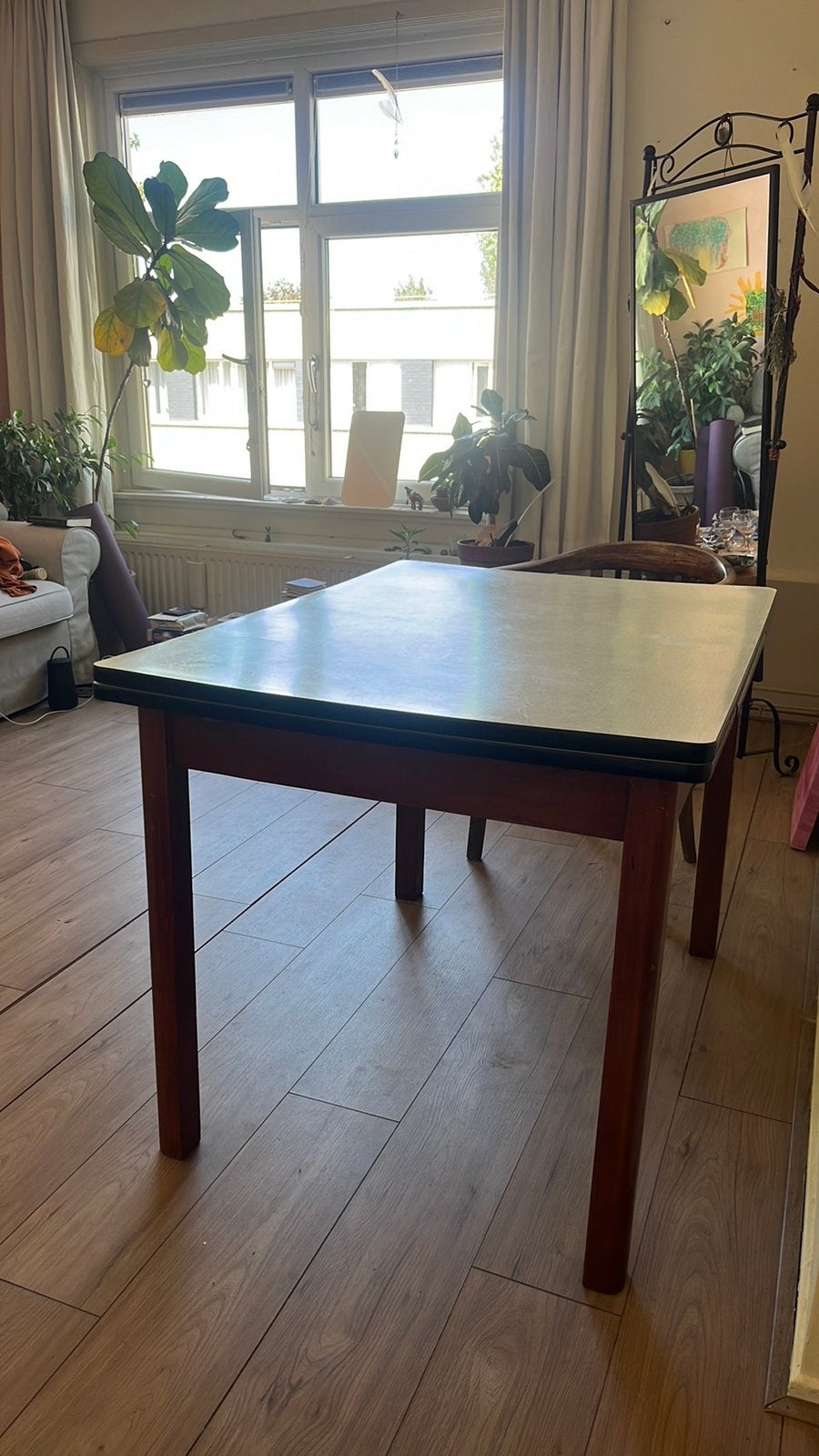 Vintage design tafel van Elem Lekkerkerk, Ophalen, Kersenhout, 100 tot 150 cm, 50 tot 100 cm