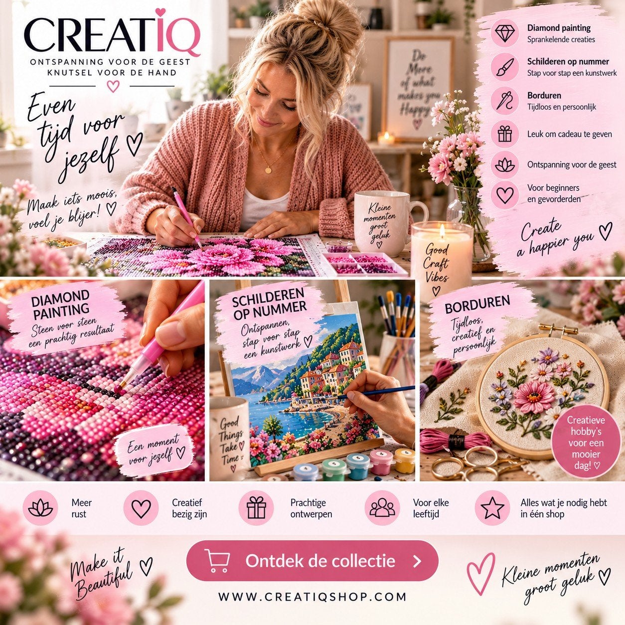 diamond painting, schilderen op nummer, borduren, Hobby en Vrije tijd, Ophalen, Nieuw