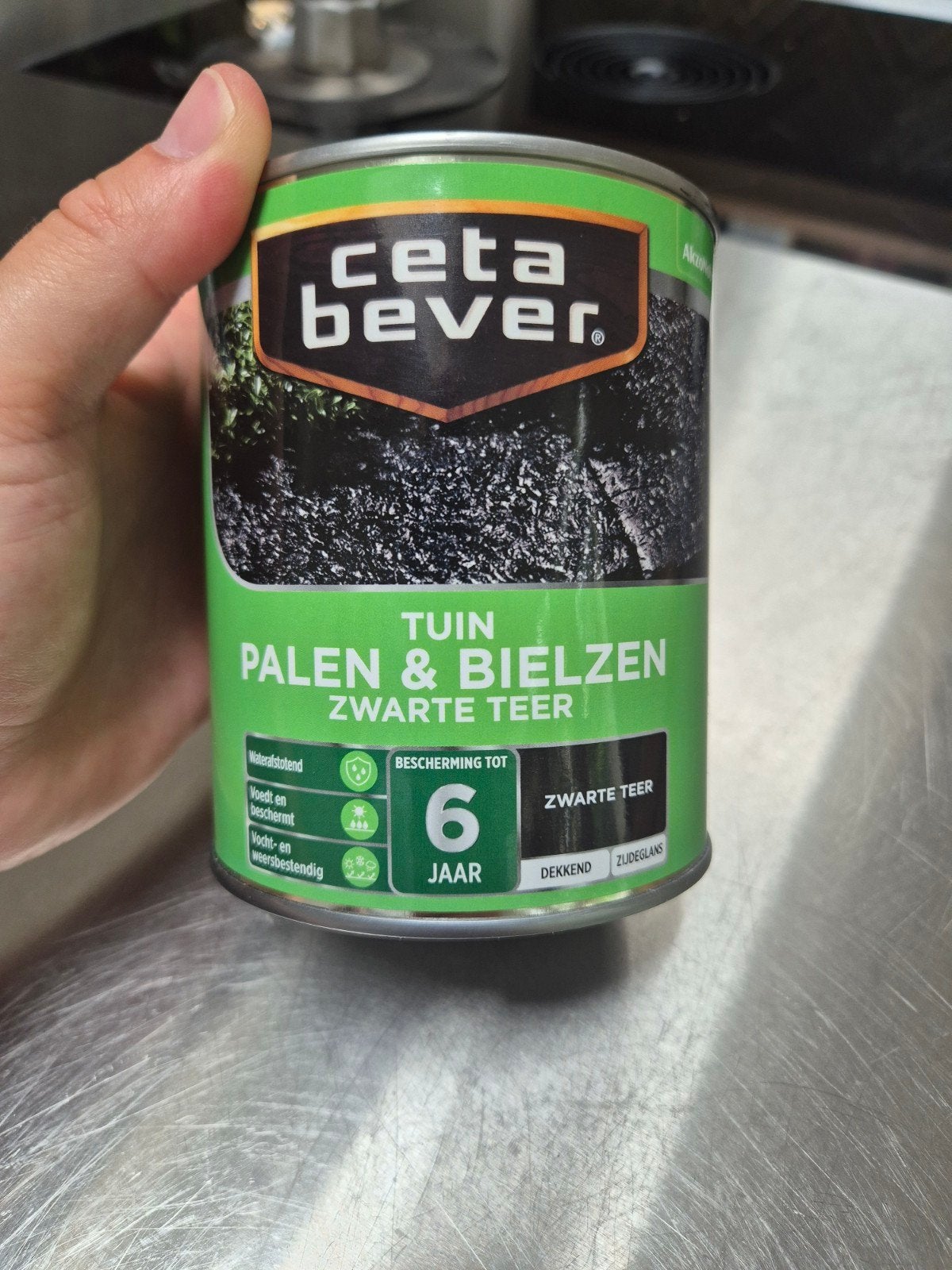 CetaBever Palen & Bielzen Zwarte Teer - bijna vol, Ophalen of Verzenden, Wit, Beits