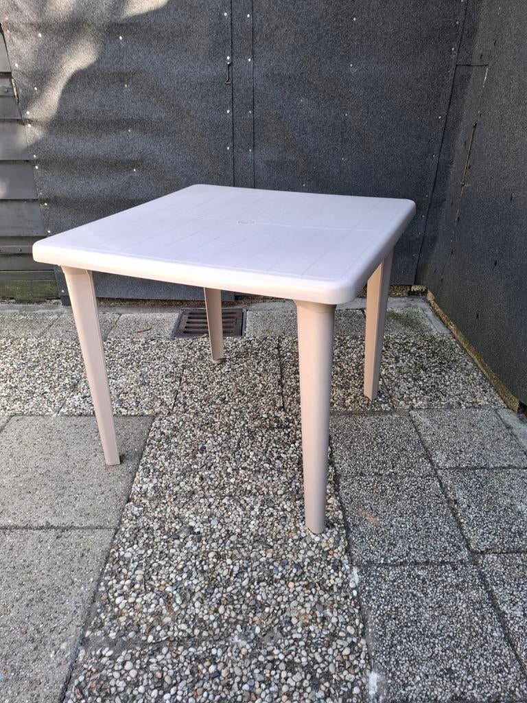 Kunststof buiten tafel +parasol  merk hartman...., Ophalen, Rechthoekig, Kunststof