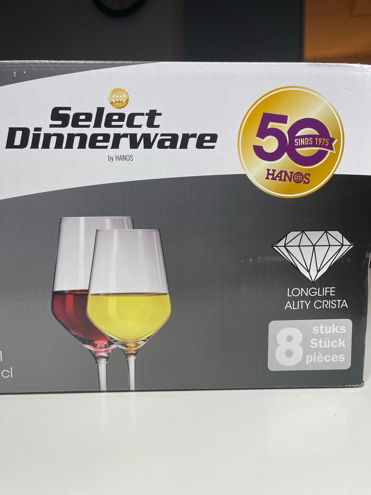 Hanos Wijnglazen Set - 8 Stuks, Ophalen, Glas of Glazen, Nieuw, Glas