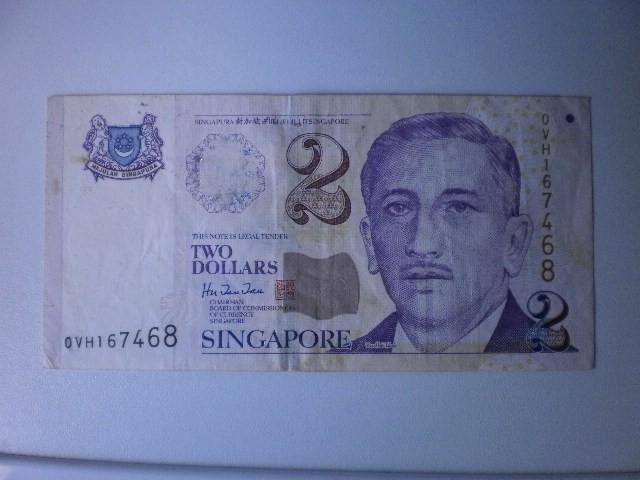 Singapore - 2 Dollar- Bankbiljet, Verzenden, Zuidoost-Azië, Los biljet