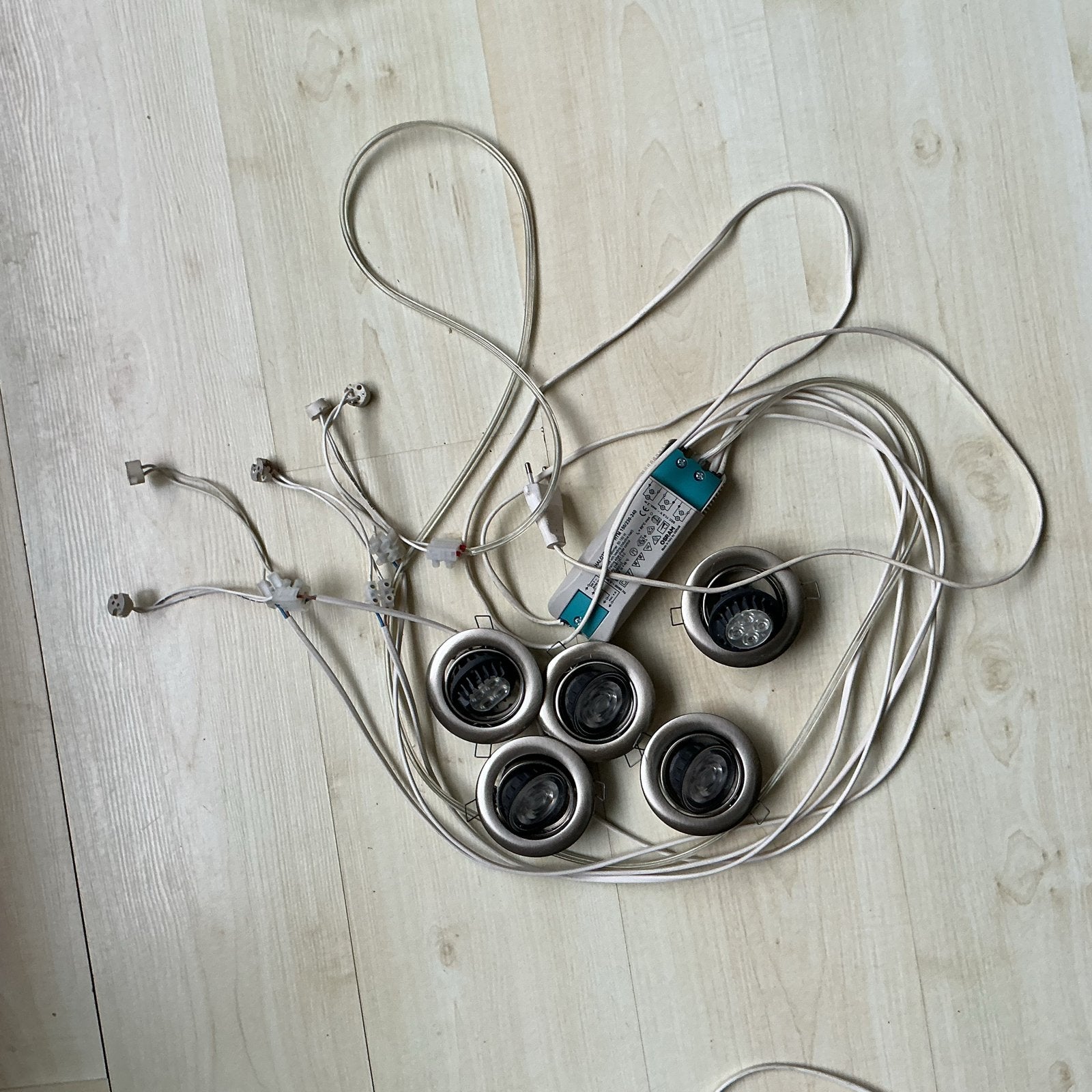 Set van 5 inbouwspots met transformator, Metaal, Overige merken, Gebruikt, Overige fittingen