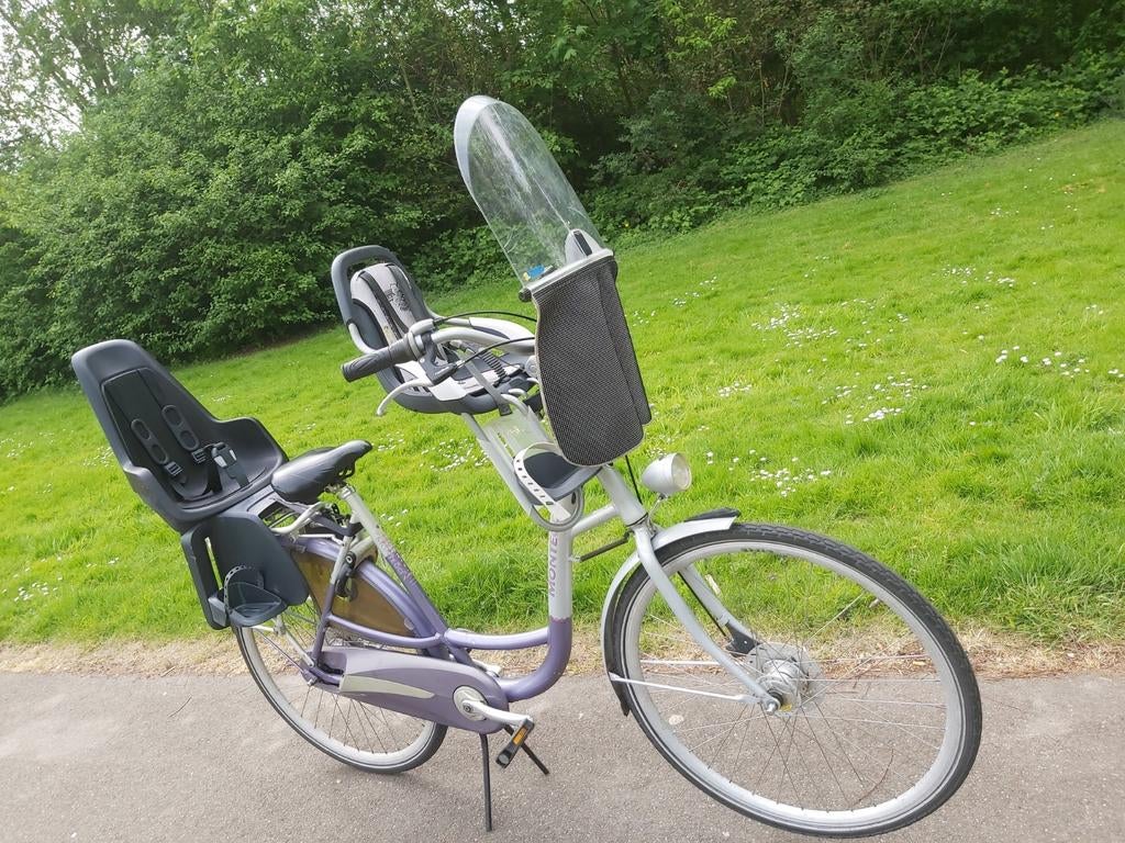 MOEDERFIETS met kinderzitjes, Fietsen en Brommers, Fietsen | Dames | Moederfietsen, 2 zitjes, Buggydrager, 56 cm of meer, Zo goed als nieuw