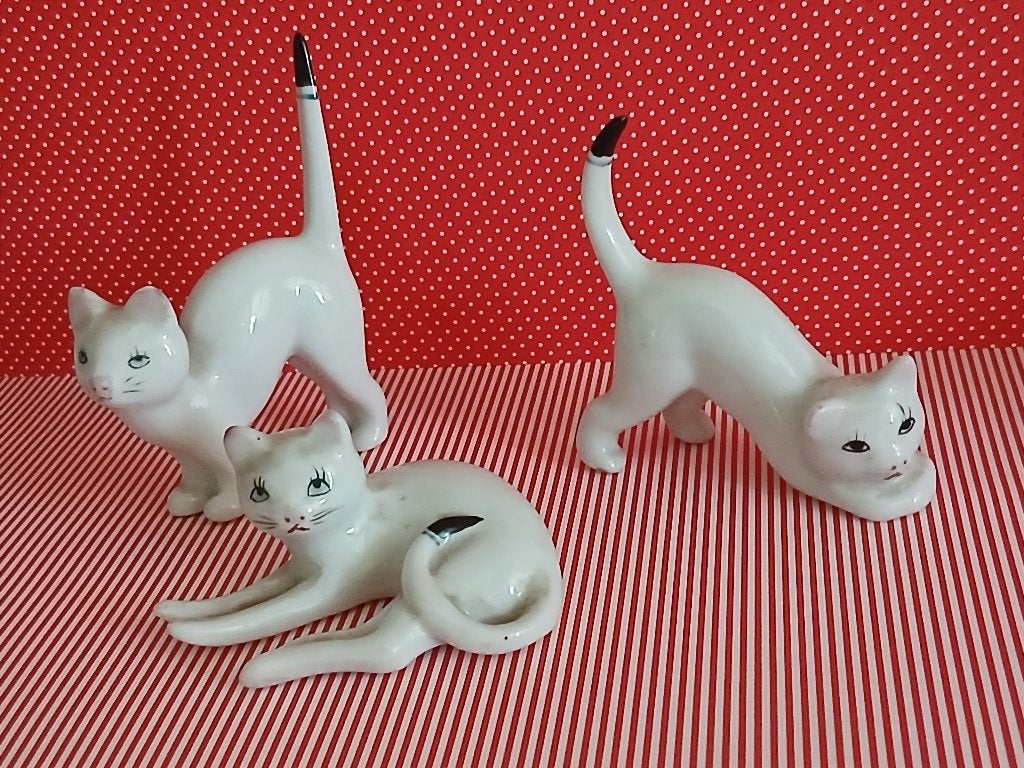 Set van 3 Porseleinen Katjes  Limoges, Ophalen of Verzenden, Zo goed als nieuw, Dier