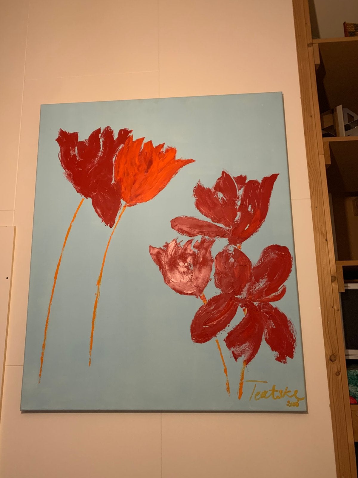 Schilderij Tulpen, Ophalen of Verzenden, Zo goed als nieuw, Schilderij, 75 tot 100 cm
