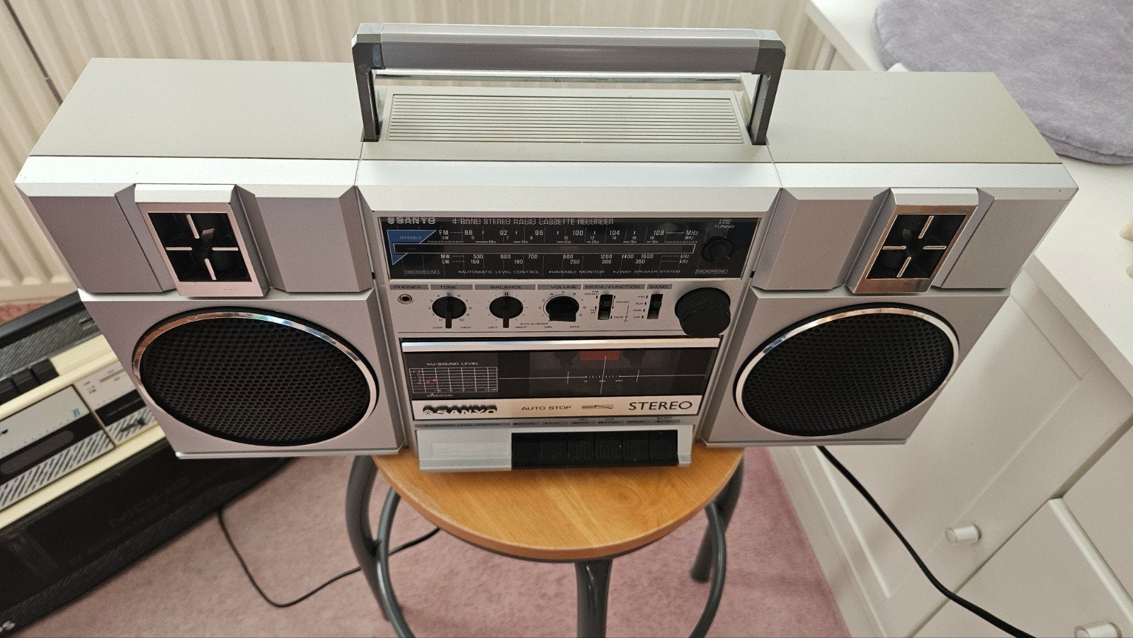 Sanyo M9811LU Stereo Radio Cassette Re- Vintage Boombo, Ophalen of Verzenden, Gebruikt, Transistorradio