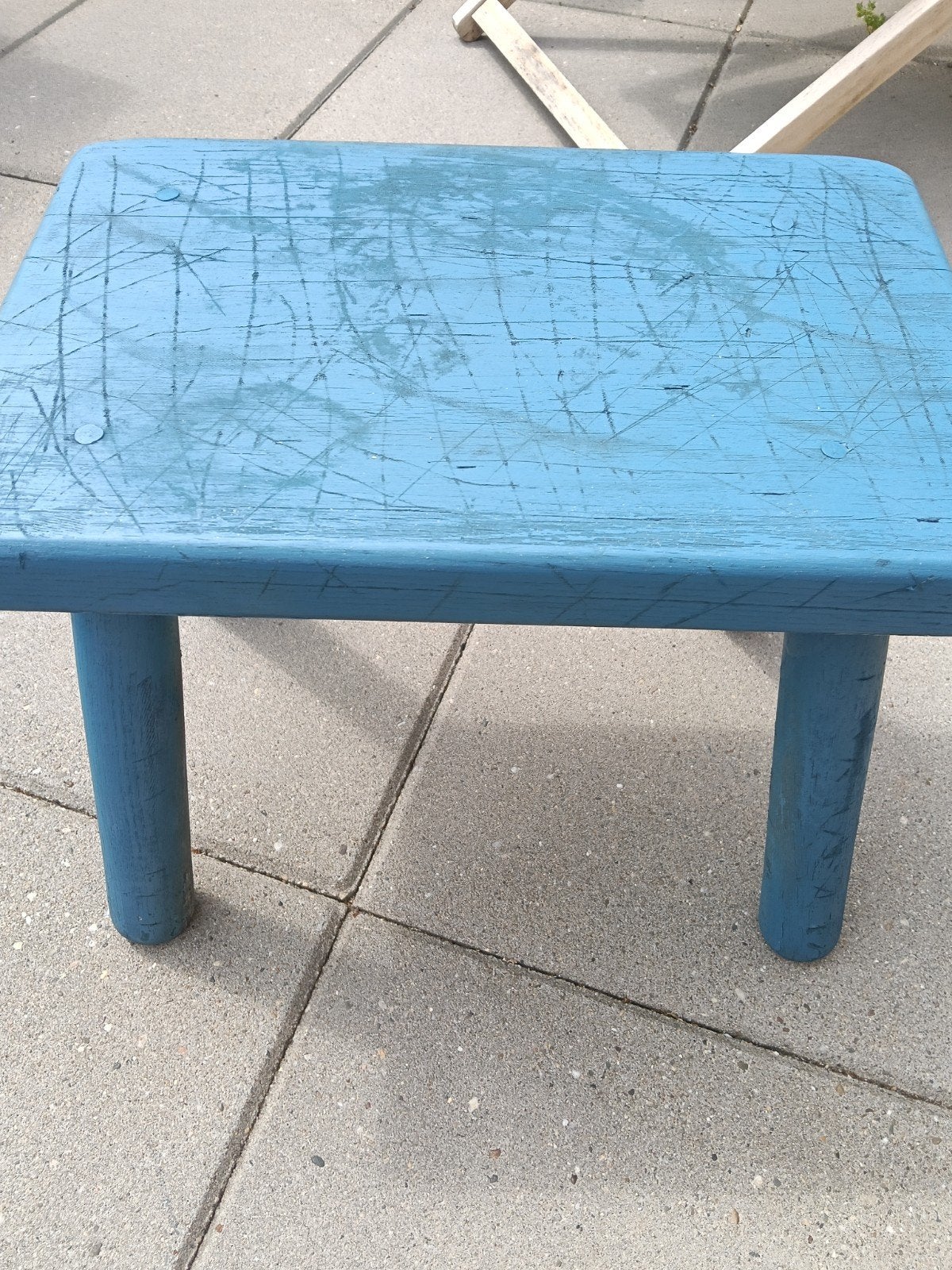 Vintage blauw tafeltje met kandelaar, Ophalen