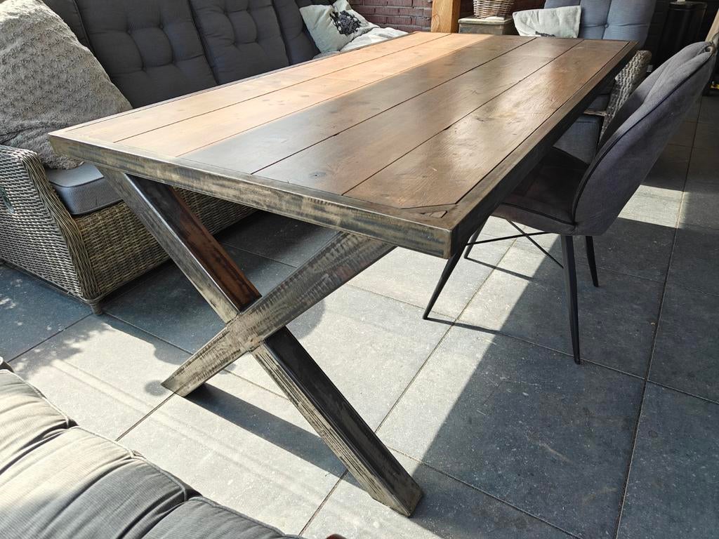 Stalen eettafel /bureau industrieel te koop 190 cm x 100, Ophalen, Gebruikt, 50 tot 100 cm, 150 tot 200 cm