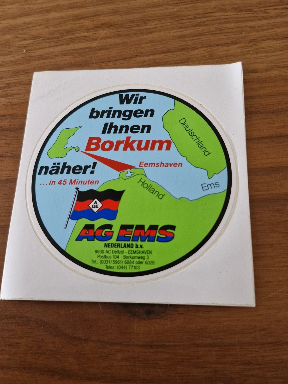 11116 Vintage AG EMS Borkum Sticker - Holland/Duitsland, Ophalen of Verzenden, Gebruikt, Overige typen