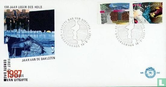 FDC E242 Daklozen-Leger des Heils 1987 NL onbeschreven, Postzegels en Munten, Ophalen of Verzenden, Nederland