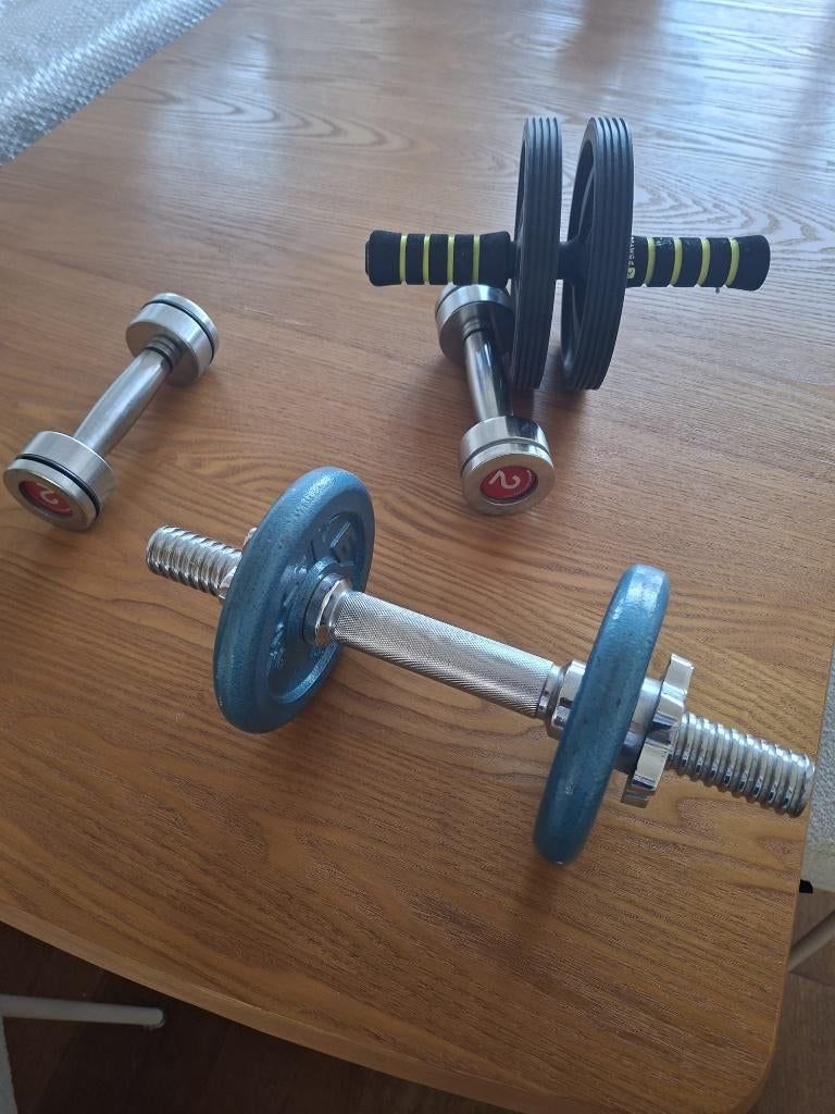 Gewichten en trainingswiel (buikspieren), Ophalen, Gebruikt, Buik, Dumbbell