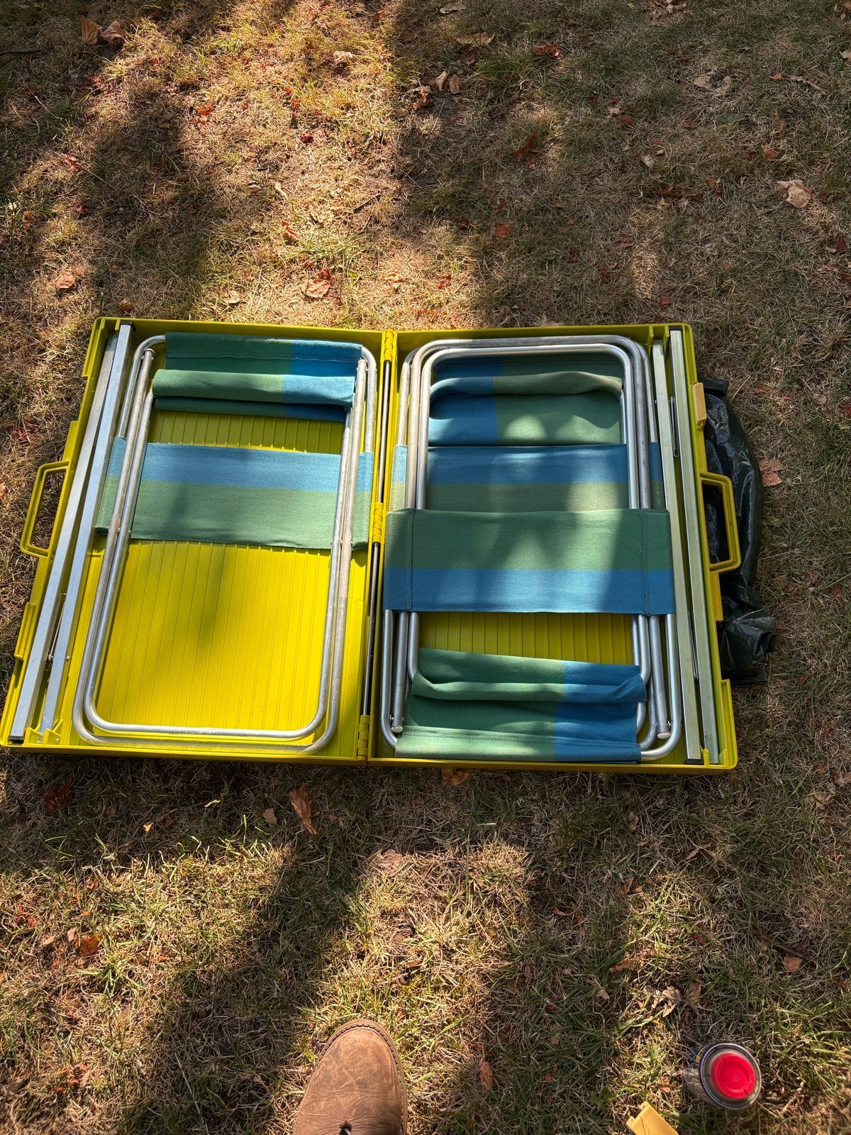 Vintage Italiaanse Koffer-Campingtafel met Stoeltjes, Ophalen, Zo goed als nieuw