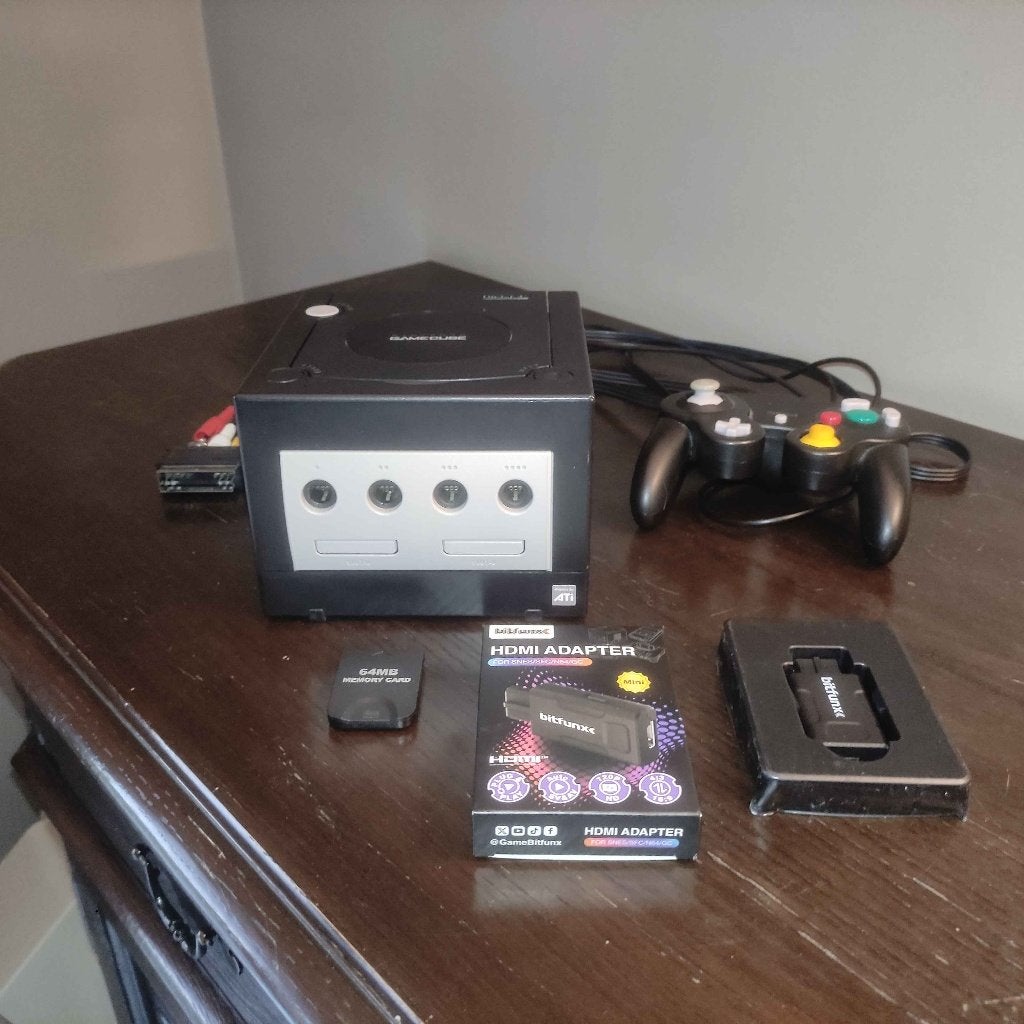 Nintendo Gamecube zwart met controller en Bitfunx HDMI, Spelcomputers en Games, Zwart, Ophalen of Verzenden, Zo goed als nieuw