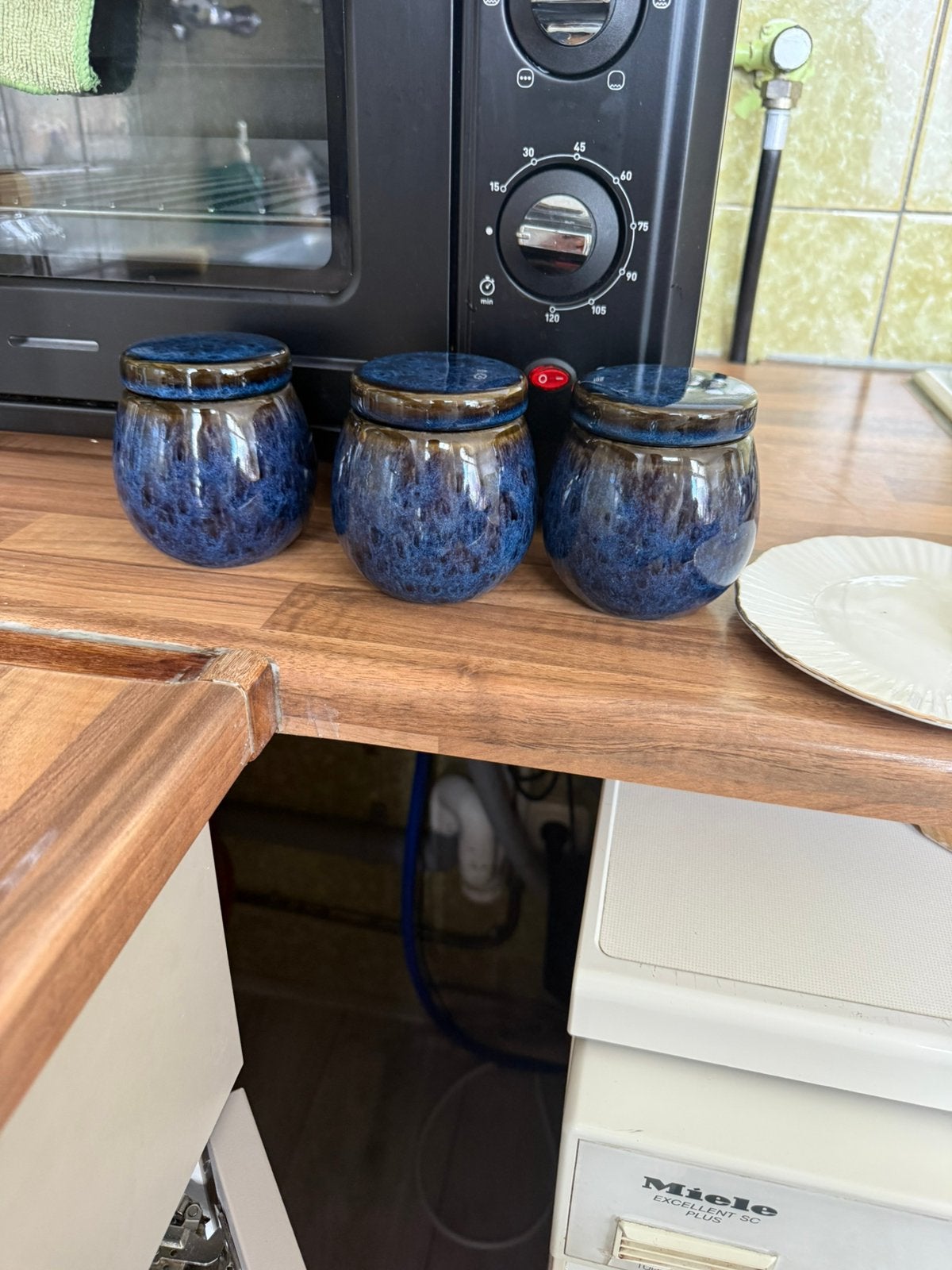 blauwe potjes nieuw xenos, Blauw, Ophalen of Verzenden, Minder dan 50 cm, Glas
