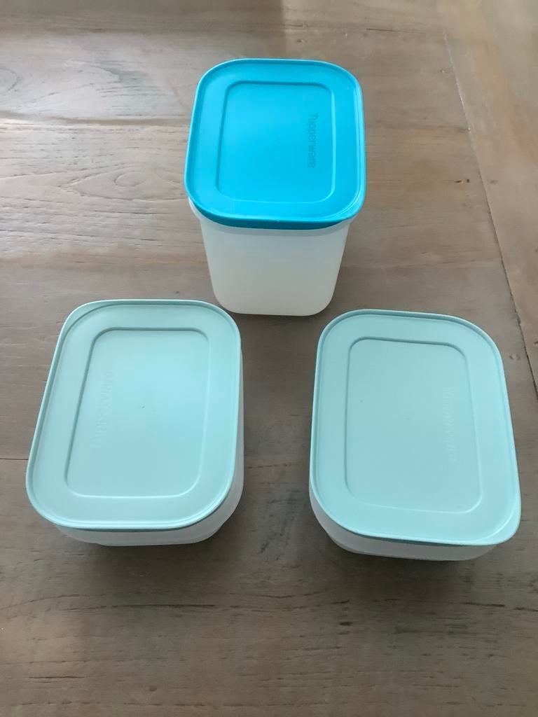 Tupperware bewaardozen set - 3 stuks, Ophalen of Verzenden, Gebruikt, Blauw, Bus of Trommel