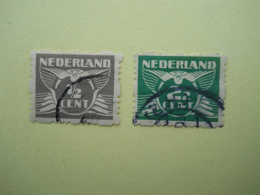 Nederland 1928 Vierzijdige roltanding NvphR33+R37 gestempeld, Ophalen of Verzenden, T/m 1940, Gestempeld