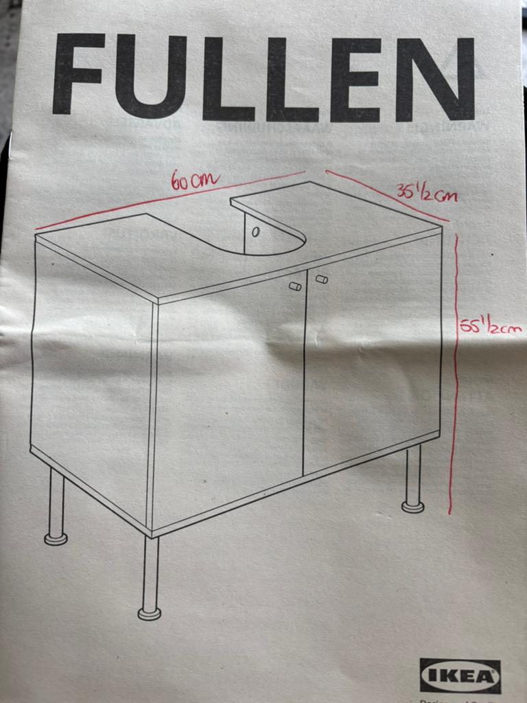 Wastafel kastje FULLEN, Huis en Inrichting, Ophalen, 50 tot 100 cm, Minder dan 100 cm, Wasbak of Wastafel