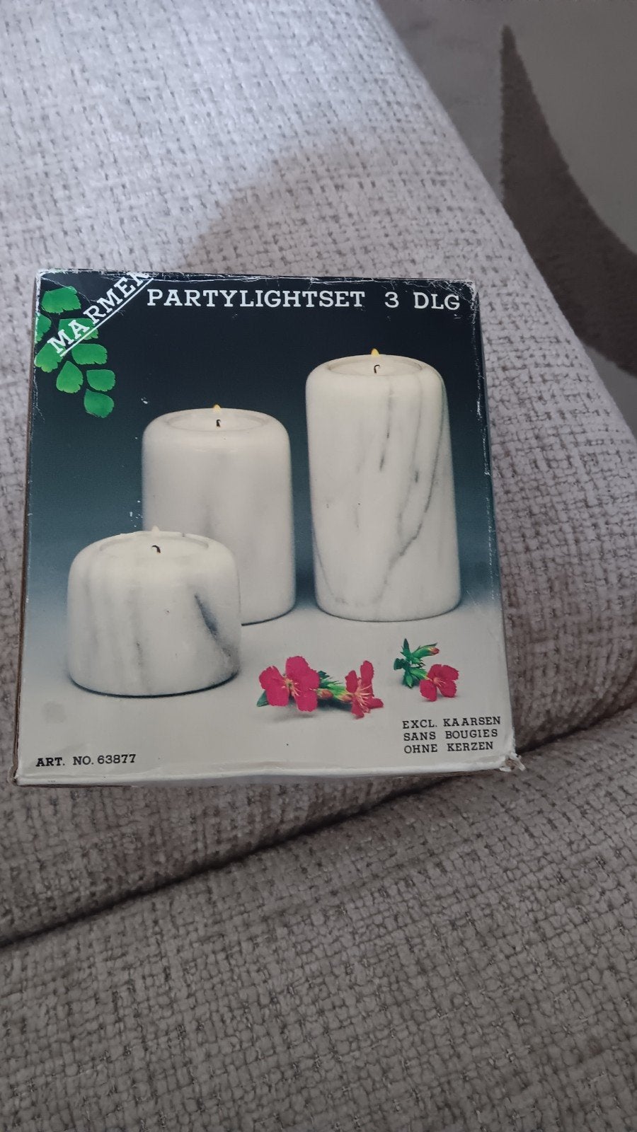 Marmeren Partylight Kaarsenhouder Set - 3 Stuks, Gebruikt, Meerkleurig, Overige merken, Ophalen of Verzenden