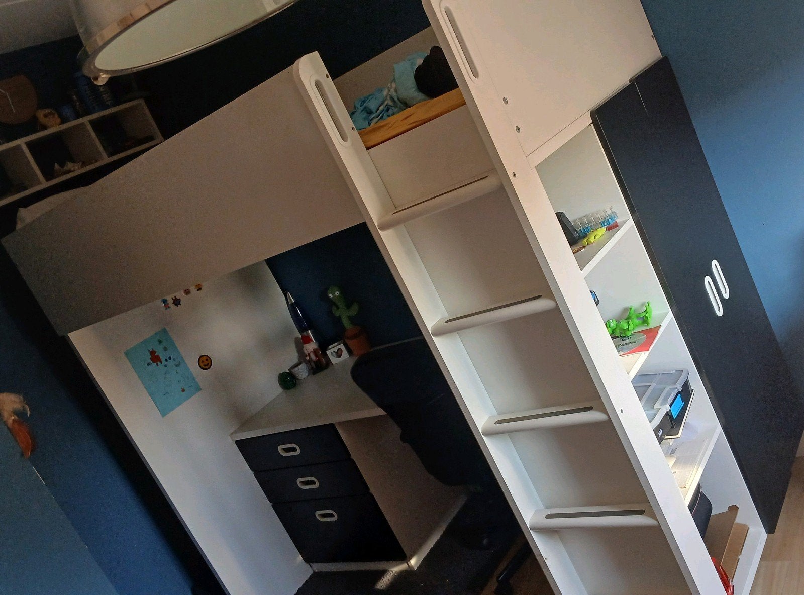 Hoogslaper met bureau+ kledingkast etc, Ophalen, Eenpersoons, Hoogslaper