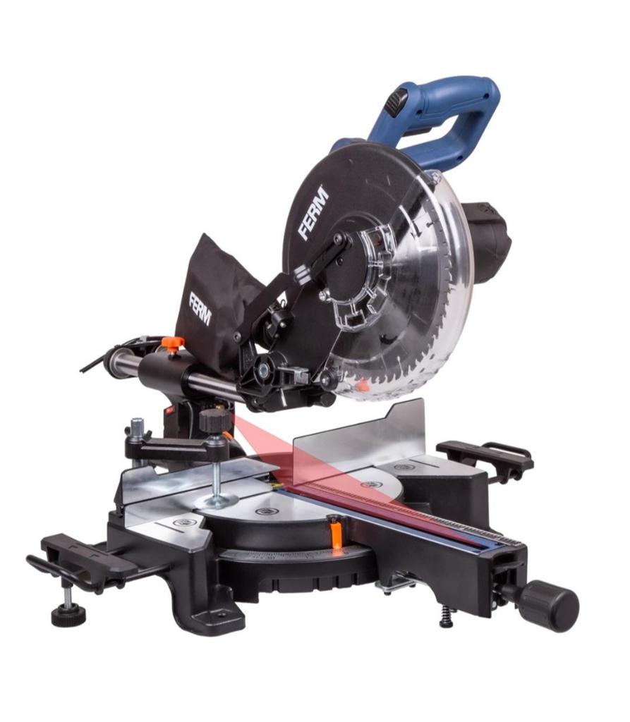 FERM MSM1040 Radiaalafkortzaag 254mm 1900W met laser, Doe-het-zelf en Verbouw, Ophalen, 1200 watt of meer, Afkortzaag, 30 tot 70 mm