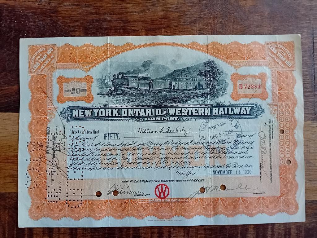Waardepapier met dampende stoomloc - 1930, Verzamelen, Spoorwegen en Tramwegen, Ophalen of Verzenden, Gebruikt, Trein, Kaart of Prent