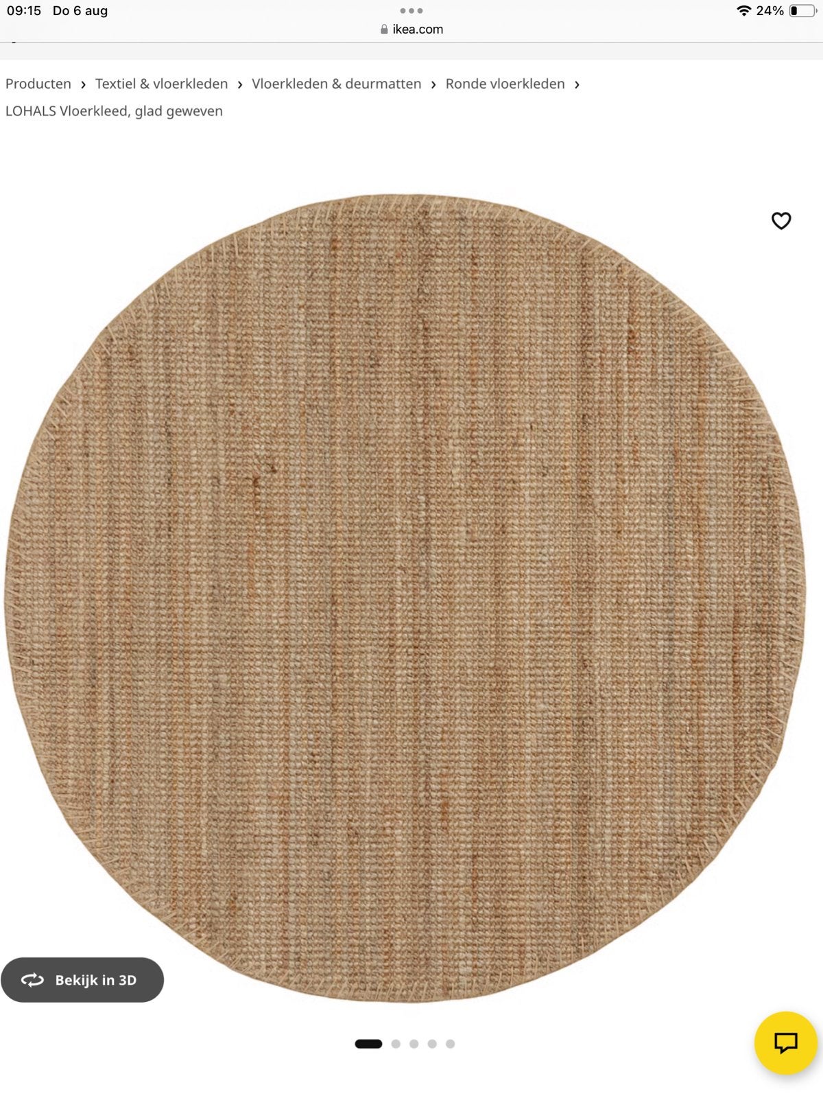 Jute kleed lohals ikea, Huis en Inrichting, Stoffering | Tapijten en Kleden, Ophalen of Verzenden, Gebruikt, Rond, 200 cm of meer