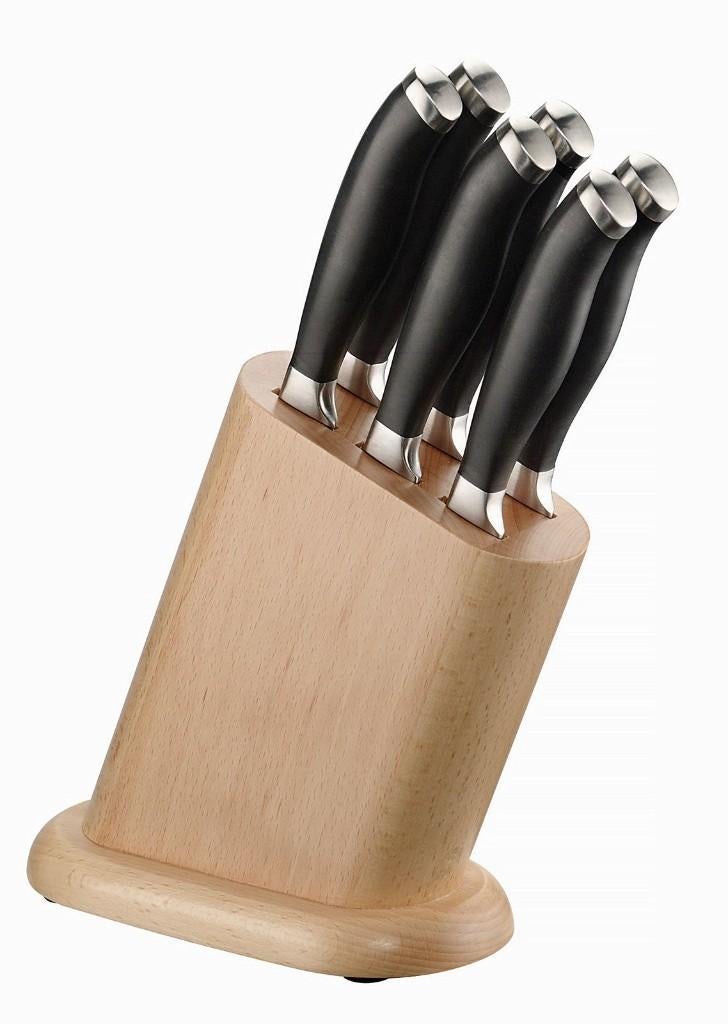 Nieuw | Pintinox 6-delige Messenblok in Hout Professional, Huis en Inrichting, Keuken | Bestek, Nieuw, Bestekset, Overige materialen