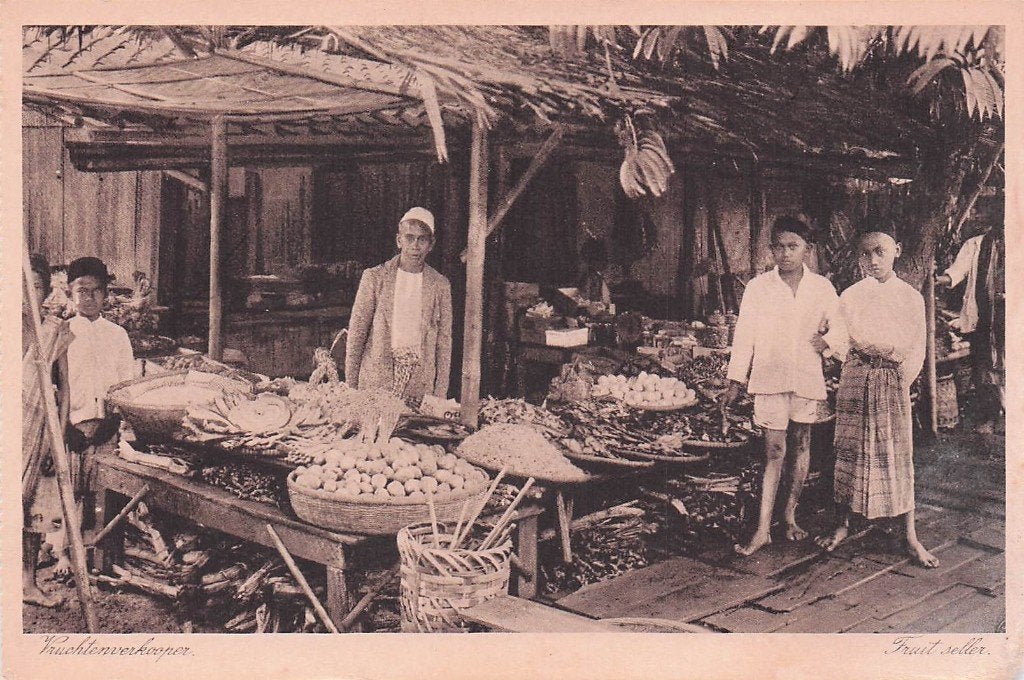 Nederlands Indië - Vruchtenverkoper (oud), Verzenden, 1920 tot 1940, Ongelopen, Buiten Europa