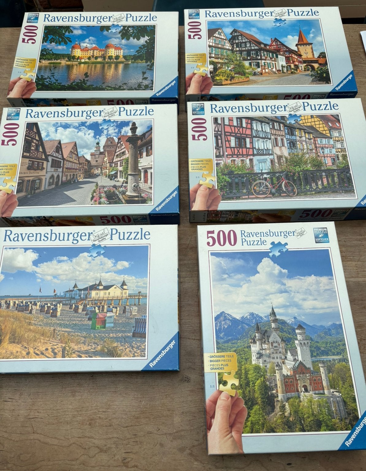 Ravensburger puzzels 500 grote stukjes gebouwen, Ophalen of Verzenden, 500 t/m 1500 stukjes, Zo goed als nieuw