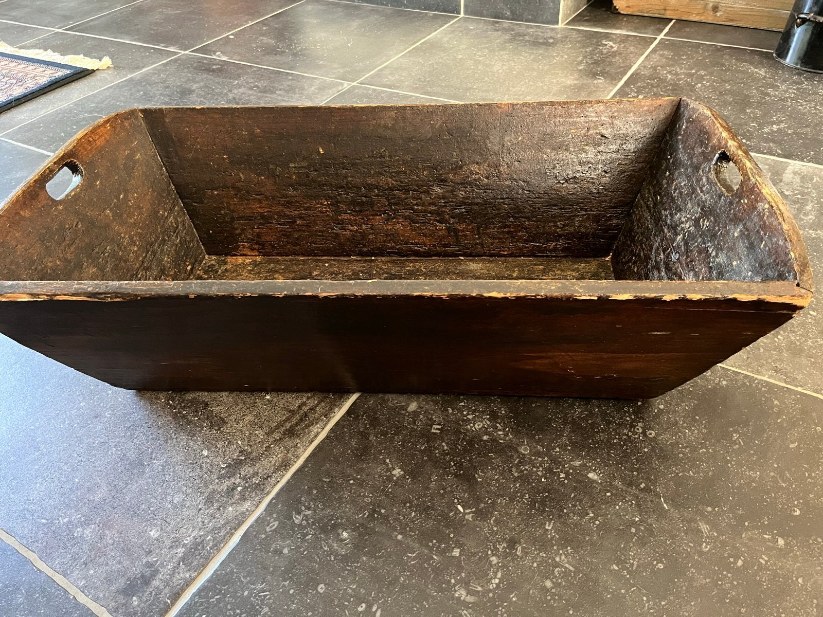 Antieke houten bak met handvatten - Rustieke decoratie, Antiek en Kunst, Ophalen